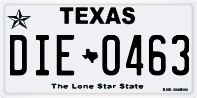 TX license plate DIE0463