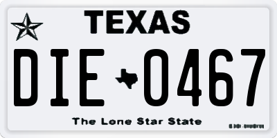 TX license plate DIE0467