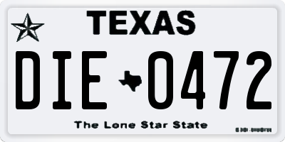 TX license plate DIE0472