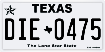 TX license plate DIE0475