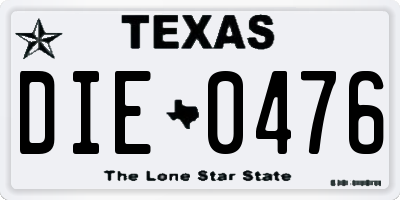 TX license plate DIE0476