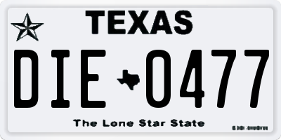TX license plate DIE0477