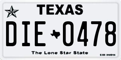 TX license plate DIE0478
