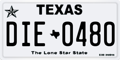 TX license plate DIE0480