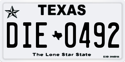 TX license plate DIE0492