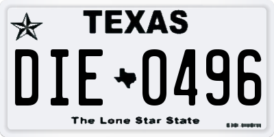 TX license plate DIE0496
