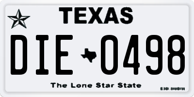 TX license plate DIE0498