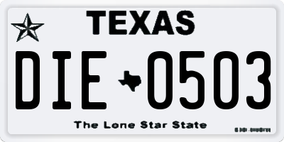 TX license plate DIE0503