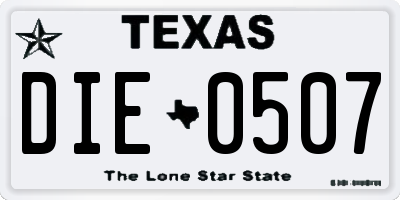 TX license plate DIE0507