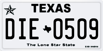 TX license plate DIE0509