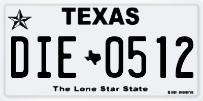 TX license plate DIE0512