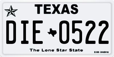 TX license plate DIE0522