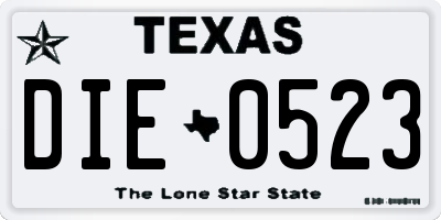TX license plate DIE0523