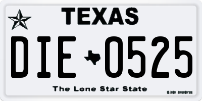TX license plate DIE0525