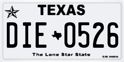 TX license plate DIE0526