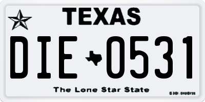 TX license plate DIE0531