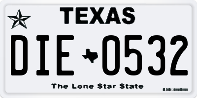 TX license plate DIE0532
