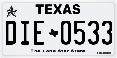 TX license plate DIE0533