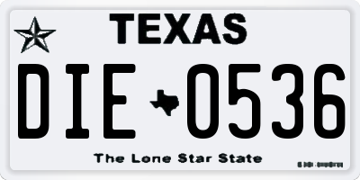 TX license plate DIE0536