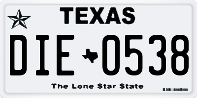 TX license plate DIE0538