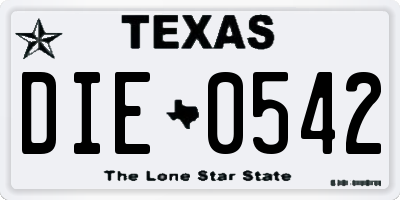 TX license plate DIE0542