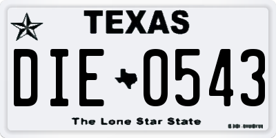 TX license plate DIE0543