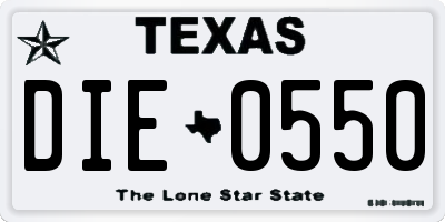 TX license plate DIE0550