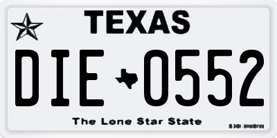 TX license plate DIE0552