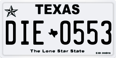 TX license plate DIE0553