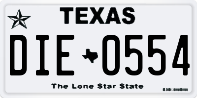 TX license plate DIE0554