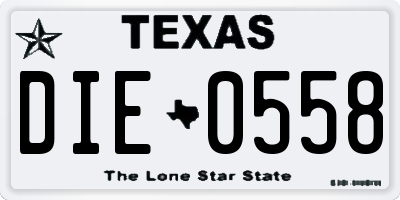 TX license plate DIE0558