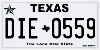 TX license plate DIE0559