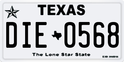 TX license plate DIE0568