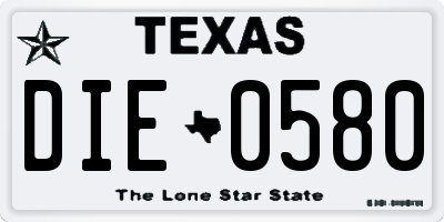 TX license plate DIE0580