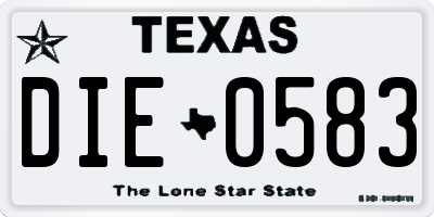 TX license plate DIE0583