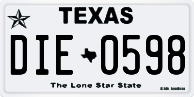 TX license plate DIE0598