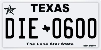 TX license plate DIE0600