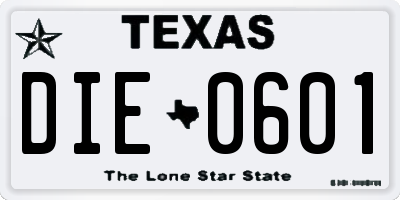 TX license plate DIE0601