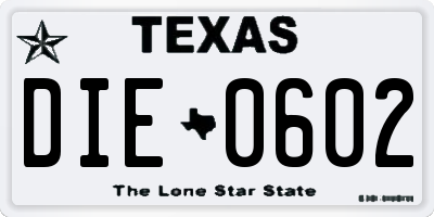 TX license plate DIE0602