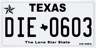 TX license plate DIE0603