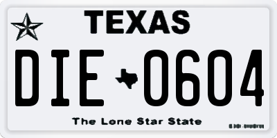 TX license plate DIE0604