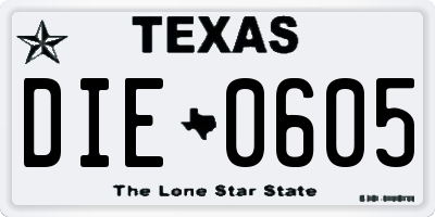 TX license plate DIE0605