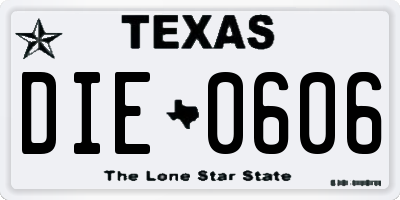 TX license plate DIE0606