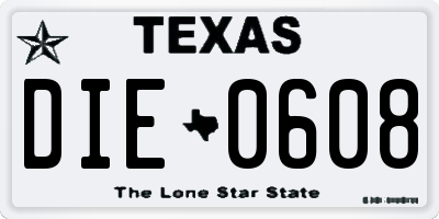 TX license plate DIE0608