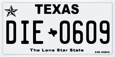 TX license plate DIE0609