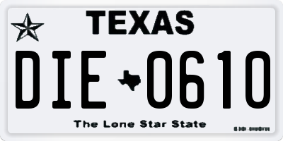 TX license plate DIE0610