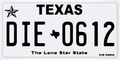 TX license plate DIE0612