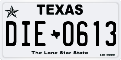 TX license plate DIE0613