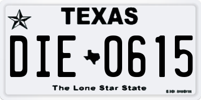 TX license plate DIE0615