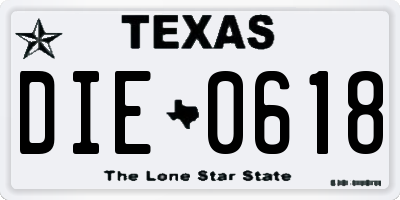 TX license plate DIE0618